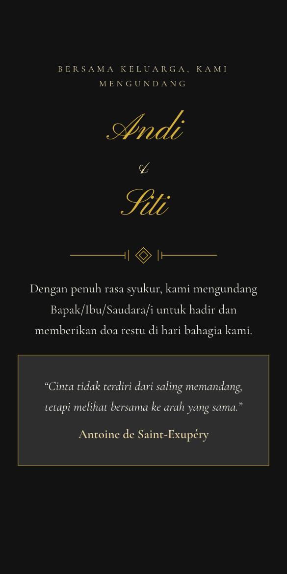 Tampilan template Luxury Noir