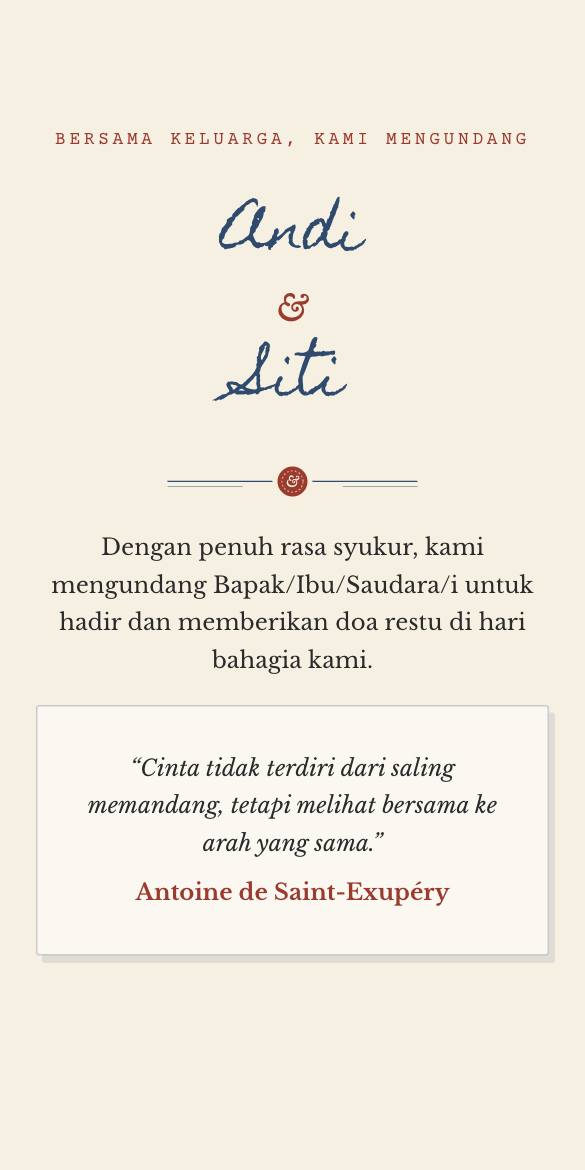 Tampilan template Vintage Letter